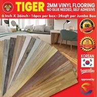 [READY STOCK] DIY TIGER 2MM VINYL FLOORING SELF ADHESIVE 36keping 54sqft WOODEN/WATERPROOF/DENGAN GU