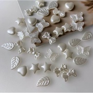[10pcs] ABs Resin Imitation Pearl Flower Accesorries DIY Cream Glue Decoration Phone Case Hairband H