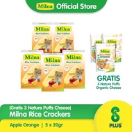 5 Milna Rice Crackers Apple Orange 5x4g Free Nature Puff Cheese