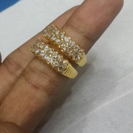 24k gold plated 2-row gemstone ring, 24k gold plated gemstone ring, women's ring, adult ring