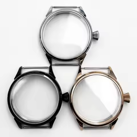 ETA6497 ST36 42mm Steel Silver/Black/Rose Gold Case Fit ST36 ETA 6497 6498 Manual Mechanical Movemen