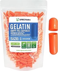 Capsules Express- Size 1 Orange Empty Gelatin Capsules - Kosher - Pure Gelatin Pill Capsule - DIY Po