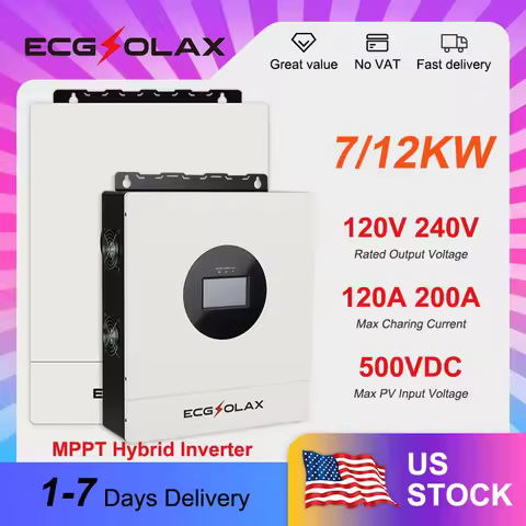ECGSOLAX 7/12KW Hybrid Solar Inverter 48V Off-Grid Solar Hybrid Inverter Built-in WiFi 120V240V US S