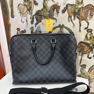 LV路易威登 棋盤格公文包 電腦公事包有肩帶 手提斜背
