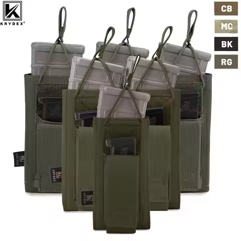 KRYDEX Tactical 5.56mm 9mm Mag Pouch Single/Double/Triple Rifle & Pistol Molle Magazine Pouch for M4