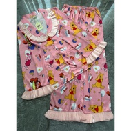 Silk Pajama Set, Lady Pattern Printed POOD Bear 2CE