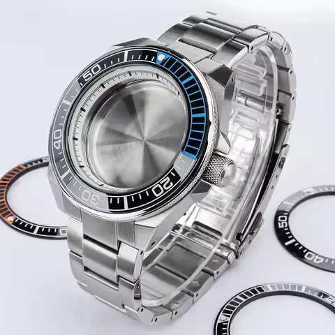 43.8mm Diver Watch Case Strap parts Ceramic bezel Sapphire Crystal For Seiko Nh35 Nh36 Nh34 Movt 28.