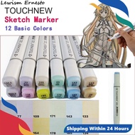 LE TOUCHNEW 12 Colors Pastel Tone Serie BasicBrush Pen Alcoholic Oily Based Ink Art Marker for Manga