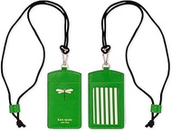 Kate Spade New York ID Badge Holder with Lanyard, Vegan Leather Slim Card Wallet, Name Tag Case for Work, School, or Travel, Dragonfly Flight