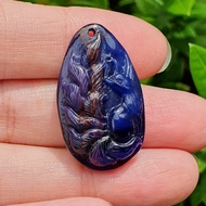 天然高品皇家紫舒俱来玉化料雕刻件吊坠❤Natural High Grade Translucent Sugilite Royal Purple Carved Pendant