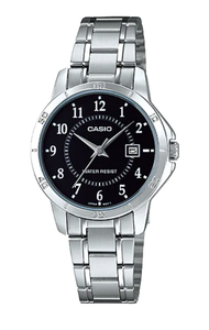 นาฬิกาข้อมือ Casio Standard นาฬิกาข้อมือผู้หญิง สายสแตนเลส รุ่น LTP-V004D,LTP-V004D-1B,LTP-V004D-1BUDF (CMG) - สีเงิน  นาฬิกา