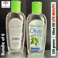 [6 Bottles] Ginvera Lite Beauty Olive Oil Hair Conditioner Dry Coarse Skin Care Body Oil 150ML