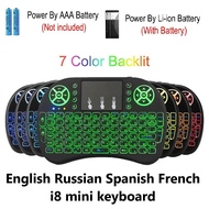 【Worth-Buy】 I8 Mini Wireless Keyboard Backlit English French Spanish Portuguese 2.4g Air Mouse Remote Touchpad For Tv Box Pc