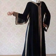 Abaya Hitam Turkey Gamis Maxi Dress Arab Saudi Bordir Zephy Turki