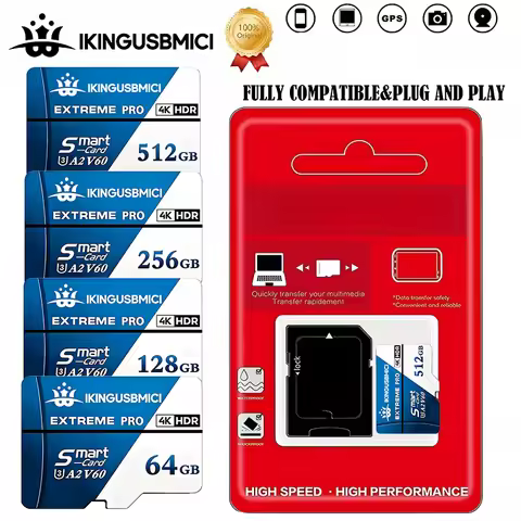 TF Cards Micro TF SD Card SD Cards Memory Card 64GB 128GB 256GB 512GB V30 Waterproof Ultra HD Shockp