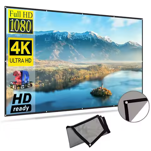 Projector Screen Simple 16:9 Anti-Light Curtain 72 84 92 100 110 120 130 133 Inches Home Outdoor Off