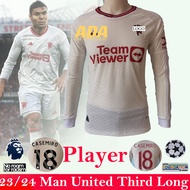 【Player / Long 】23-24  MU  Man U Third white  long sleeve  football men's jersey