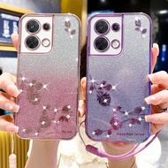 OPPO RENO 8 T 8T 5G 4G case OPPO RENO 7Z 8Z 8 Z 5G Case with Lanyer Camera Protector Bling Luxury Back Cover New Design for Girls Women