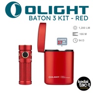 Olight Baton 3 Kit Red with Powerbank System - 1200 LUMEN EDC FLASHLIGHT / LAMPU SULUH / TORCH LIGHT