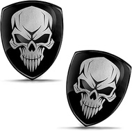 Biomar Labs 2 x 3D Gel Silicone Stickers Car Sticker Car Motorcycle Bicycle Skull Black Silver Badge