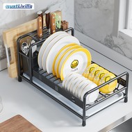 JustLiving Kitchen Dish Drying Rack with Drain Pan 304 Stainless Steel Drain Rack with Utensil Holder Kitchen Shelf Tableware Storage Box Cutting Board Holder and Dish Drainer for Kitchen Counter Chopping Board Rack