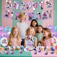 Kpop Demon Hunter Girl Group Birthday Theme Party Decoration Birthday Flag Supplies Set Cake Z0z5