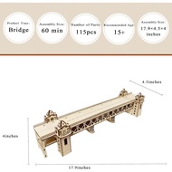 3D Wooden Puzzles for Adults DIY Wooden Bridge Model Kits for Adults, 17.9" × 4.5" × 4", 3D Jiasaw P