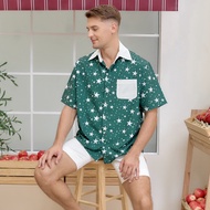 VACAY INDEED | Diddy Shirt ลาย Dazzling Star เสื้อเชิ๊ดมีกระเป๋า /พร้อมส่ง*
