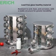 ERICH1 Seasoning Bottle, Round Design 360 Rotating Rotating Spice Rack, Rotating Rack Food Grade Gla