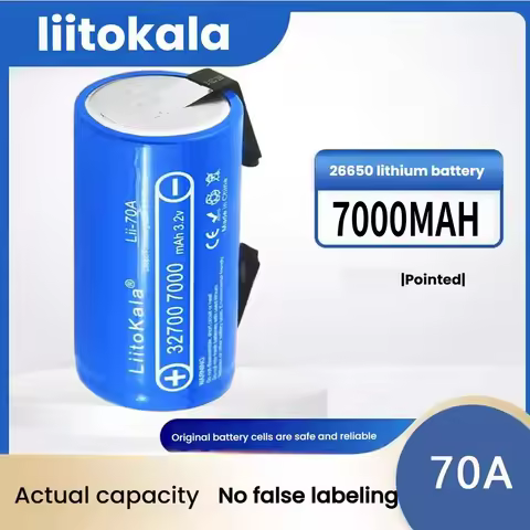 1-6PCS LiitoKala Lii-70A-N 7000mah High Power 3.2V 32700 7000mAh Battery LiFePO4 + Nickel Sheets（Max