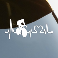 Bicycle Cycling Heartbeat Lifeline Die-Cut Vinyl Decal Car Sticker Waterproof Auto Decors on Car Bod