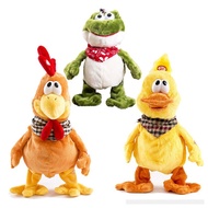 [Funny Music] Electric Crazy Chicken Plush Toy - Neck Grab Singing Duck Frog Doll, 搞笑音乐惨叫鸡鸭青蛙毛绒玩具公 e