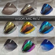 VISOR ARC RITZ RAINBOW 2 TONE TWO DUA SMOKE TINTED CROMAX SILVER CHIROME SIANG MALAM ORANGE BLUE DAR