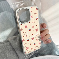 case for iphone X xsmax 11 12 13 14 15 16 Pro Max Plus Series Cute ribbon cherry pattern transparent
