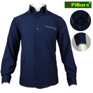 KEMEJA PILLARS NAVY PLAIN SHIRT PILLARS LONG SLEEVE HEM