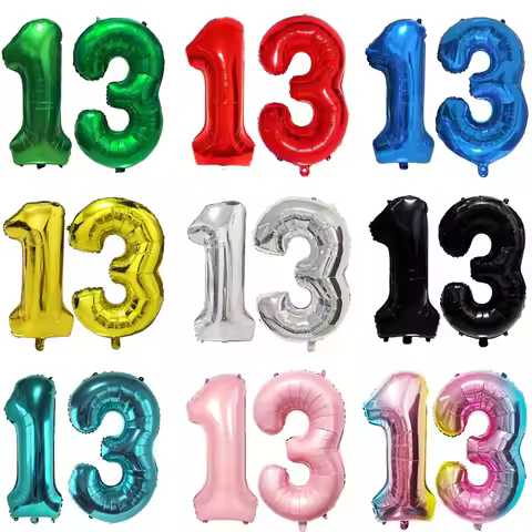 Number 13 Balloon 13 Digit Balloon Thirteen Kid 13th Birthday 32inch Big Large Blue Green Red Pink G