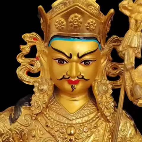 Copper Attract Wealth Tantric Buddha Statue of Guru Rinpoche for Home Decor