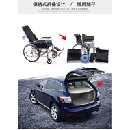 Hongpuda Full Lying Elderly Pregnant Women Disabled Folding Back Travel Wheelchair Folding Lightweight Portable Installation-Free Inflatable-Free