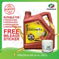 ORI PERODUA FULLY 0W20 4L BEZZA MYVI ALZA ARUZ ATIVA 0W-20 ENGINE OIL FULLY SYNTHETIC 0W 20 NEW RED 