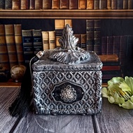 木製珠寶盒，珠寶收納，紀念品盒，銀色珠寶盒，寶藏盒