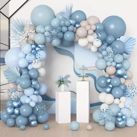 173Pcs Dusty Blue Green Balloon Garland Arch Kit 7 Kinds Styles Haze Fog Blue Ash Mist Sage Green Sa