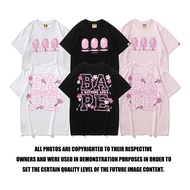 การออกแบบเดิมA BATHING APE BAPE Japan Limited Edition Pink Cherry Blossoms O-Neck Short Sleeve T-shirt Men Women White Black Pink NewS-5XL