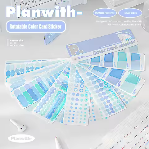 Planwith Durable Rotatable Color Card Tabs Reusable Writable PET Stickers Creative Index Planner Boo