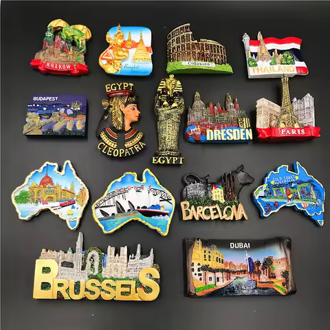 Hungary Dubai Thailand Poland Egypt Italy Australia Germany Spain Belgium Resin Refrigerator Magnet 