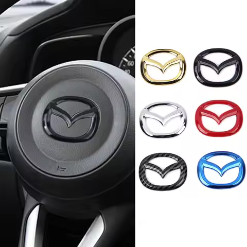 1PCS ABS Car Steering Wheel Center Emblem Badge Stickers Auto Accessories For Mazda 3 Axela Atenza C