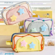 JENNIFERDZ Y2K Star Stationery Bag, 7 Multilayer Desktop Storage Korean Pencil Case, Cloth Pen Bag L