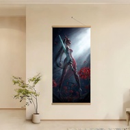 正在热卖 宁红夜永劫无间海报卷轴挂画卧室客厅大学宿舍挂画实木 9.10 Currently on sale: Ning Hongye Eternal Disaster Poster Scroll Wa