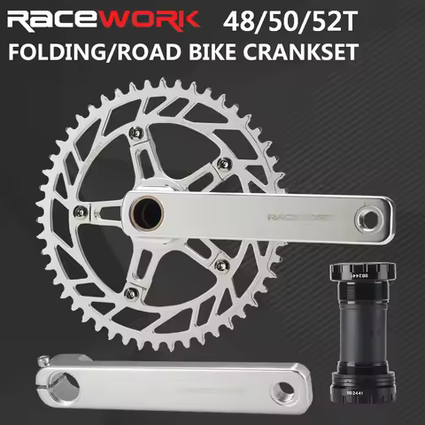 RACEWORK Road Bike Crankset 10/11/12 Speed Silver/Black Glossy Polished Crank 170mm Aluminum Single 