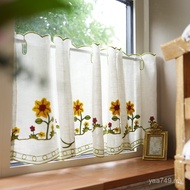 Short Curtain Window Perforation-Free Small Curtain Bay Window Kitchen Coffee Curtain Finished Rod C