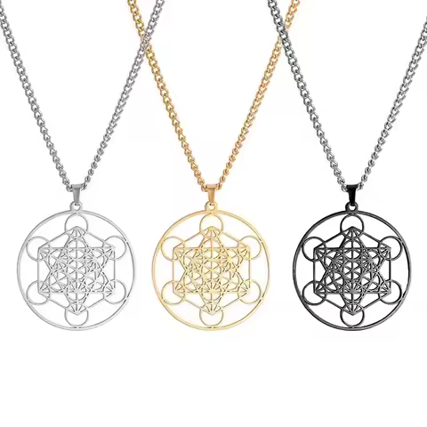 Archangel Metatron Pendant Necklace Stainless Steel Sacred Geometry Hexagram Jewelry Accessories